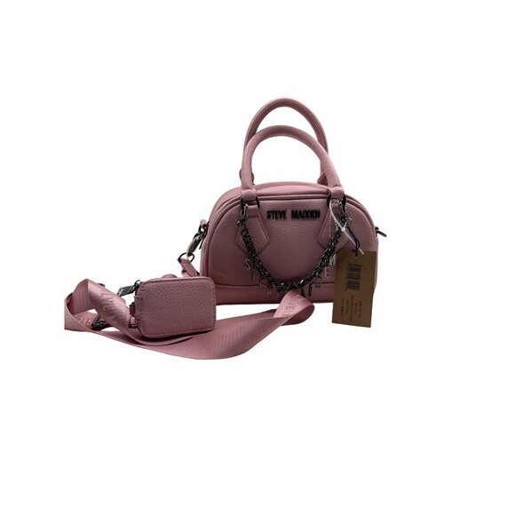 Steve Madden Mini Pink Satchel With Chain Accents Removable Strap Stylish - Picture 7 of 10